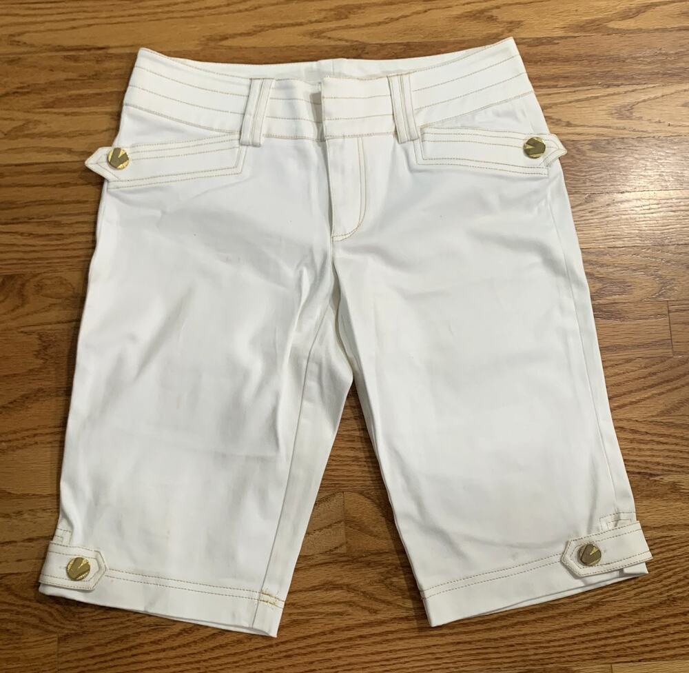 Cache White Midrise Bermuda Shorts Cotton & Spandex Size 8